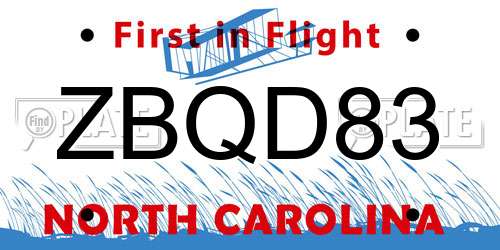 ZBQD83 North Carolina License Plate