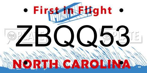 ZBQQ53 North Carolina License Plate