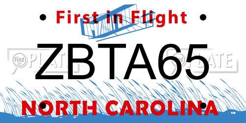 ZBTA65 North Carolina License Plate