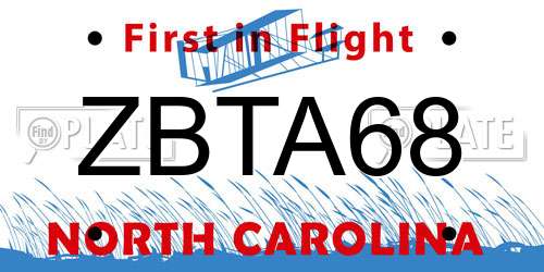 ZBTA68 North Carolina License Plate