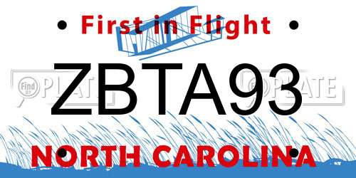 ZBTA93 North Carolina License Plate