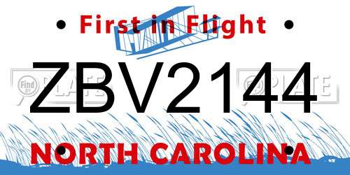 ZBV2144 North Carolina License Plate