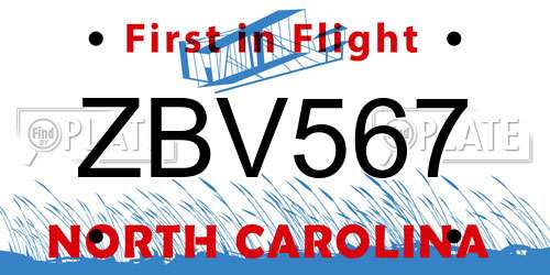ZBV567 North Carolina License Plate