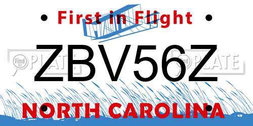 ZBV56Z North Carolina License Plate