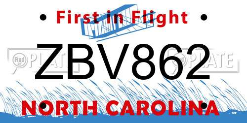 ZBV862 North Carolina License Plate