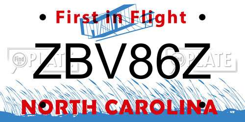 ZBV86Z North Carolina License Plate