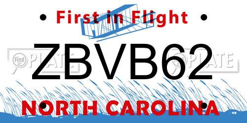 ZBVB62 North Carolina License Plate