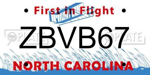 ZBVB67 North Carolina License Plate