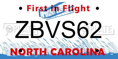 ZBVS62 North Carolina License Plate