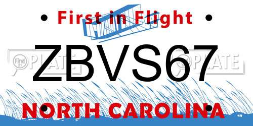 ZBVS67 North Carolina License Plate