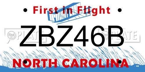 ZBZ46B North Carolina License Plate