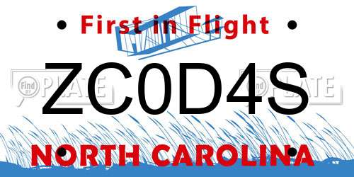 ZC0D4S North Carolina License Plate