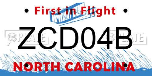 ZCD04B North Carolina License Plate