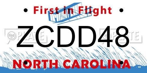 ZCDD48 North Carolina License Plate