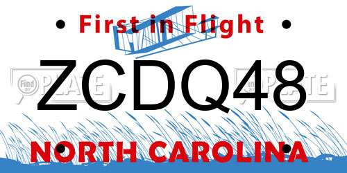ZCDQ48 North Carolina License Plate