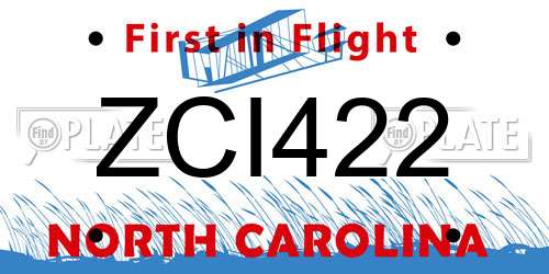 ZCI422 North Carolina License Plate