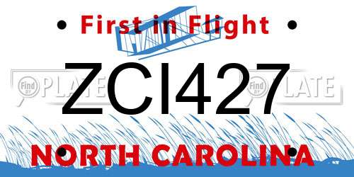 ZCI427 North Carolina License Plate