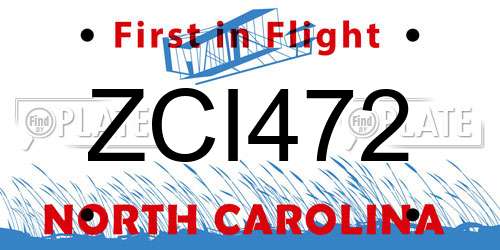 ZCI472 North Carolina License Plate