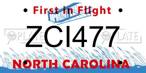 ZCI477 North Carolina License Plate
