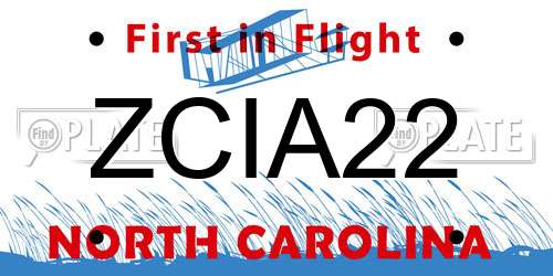 ZCIA22 North Carolina License Plate