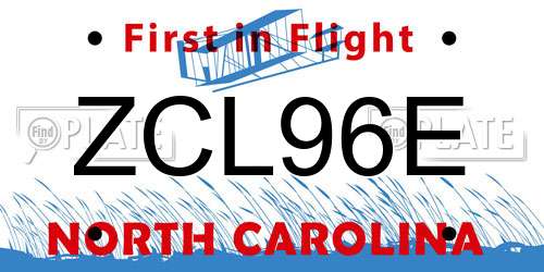 ZCL96E North Carolina License Plate