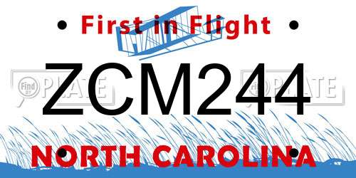 ZCM244 North Carolina License Plate