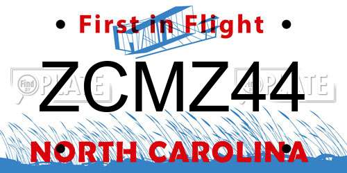 ZCMZ44 North Carolina License Plate