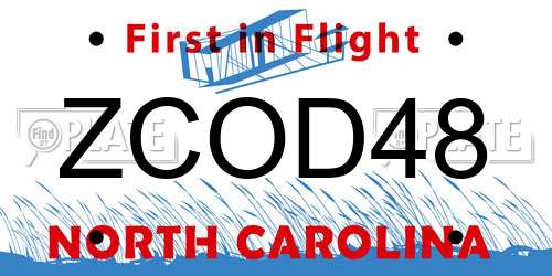 ZCOD48 North Carolina License Plate