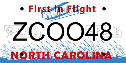 ZCOO48 North Carolina License Plate