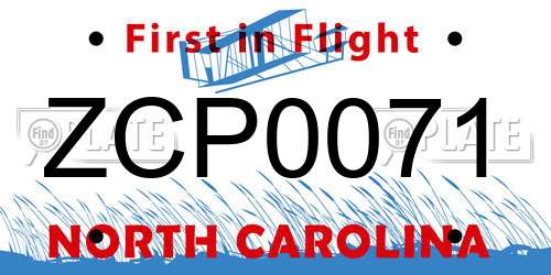 ZCP0071 North Carolina License Plate