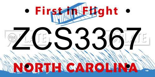 ZCS3367 North Carolina License Plate