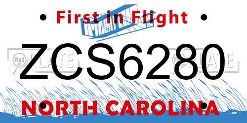 ZCS6280 North Carolina License Plate