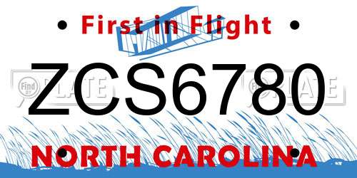 ZCS6780 North Carolina License Plate