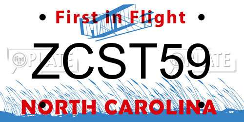 ZCST59 North Carolina License Plate