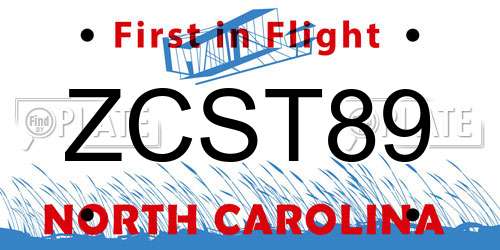 ZCST89 North Carolina License Plate