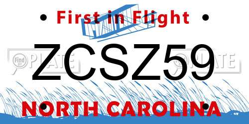ZCSZ59 North Carolina License Plate