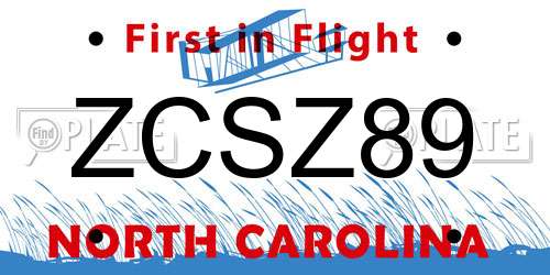 ZCSZ89 North Carolina License Plate