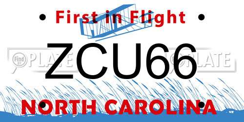 ZCU66 North Carolina License Plate
