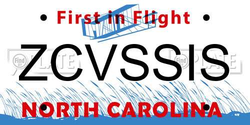 ZCVSSIS North Carolina License Plate
