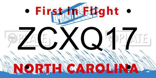 ZCXQ17 North Carolina License Plate