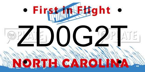 ZD0G2T North Carolina License Plate