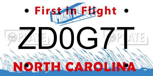 ZD0G7T North Carolina License Plate