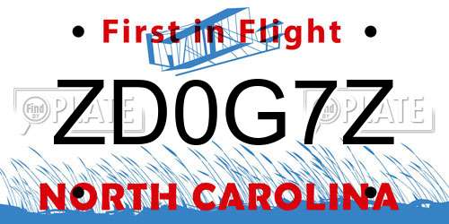 ZD0G7Z North Carolina License Plate
