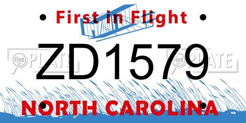 ZD1579 North Carolina License Plate