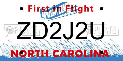 ZD2J2U North Carolina License Plate