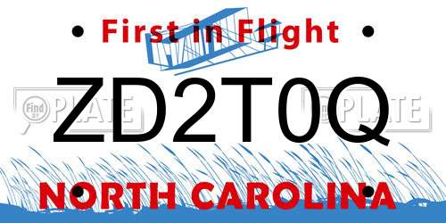 ZD2T0Q North Carolina License Plate