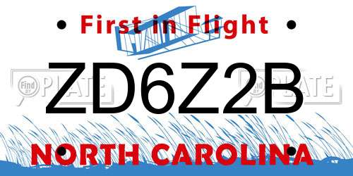 ZD6Z2B North Carolina License Plate