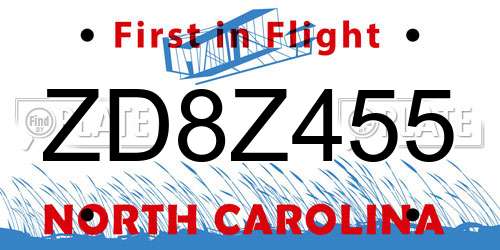 ZD8Z455 North Carolina License Plate