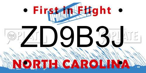 ZD9B3J North Carolina License Plate