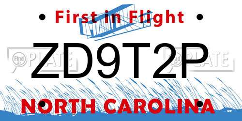 ZD9T2P North Carolina License Plate